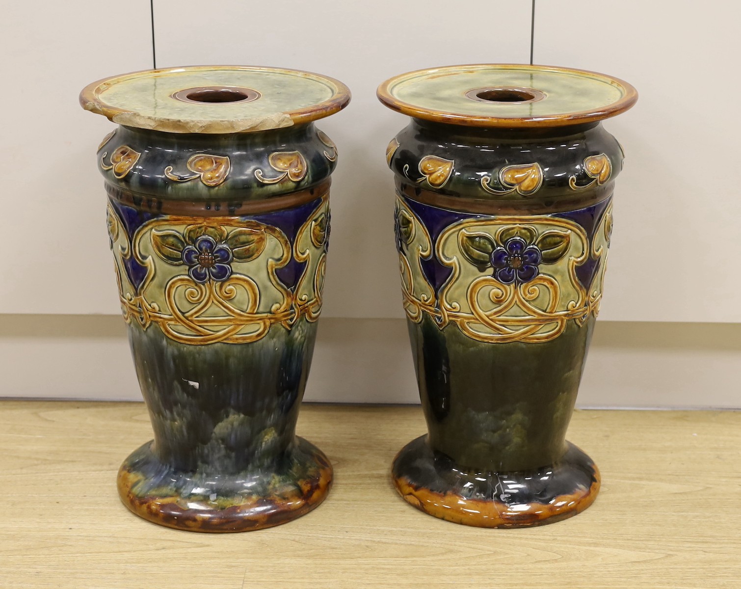A pair of large Royal Doulton stoneware pedestals, 52.5cm